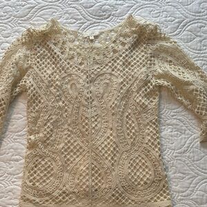 Elegant Cream Lace Women's Top resort wear